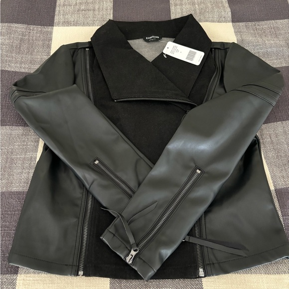 DENIM COMBO VEGAN LEATHER MOTTO BLAZER - Picture 5 of 5